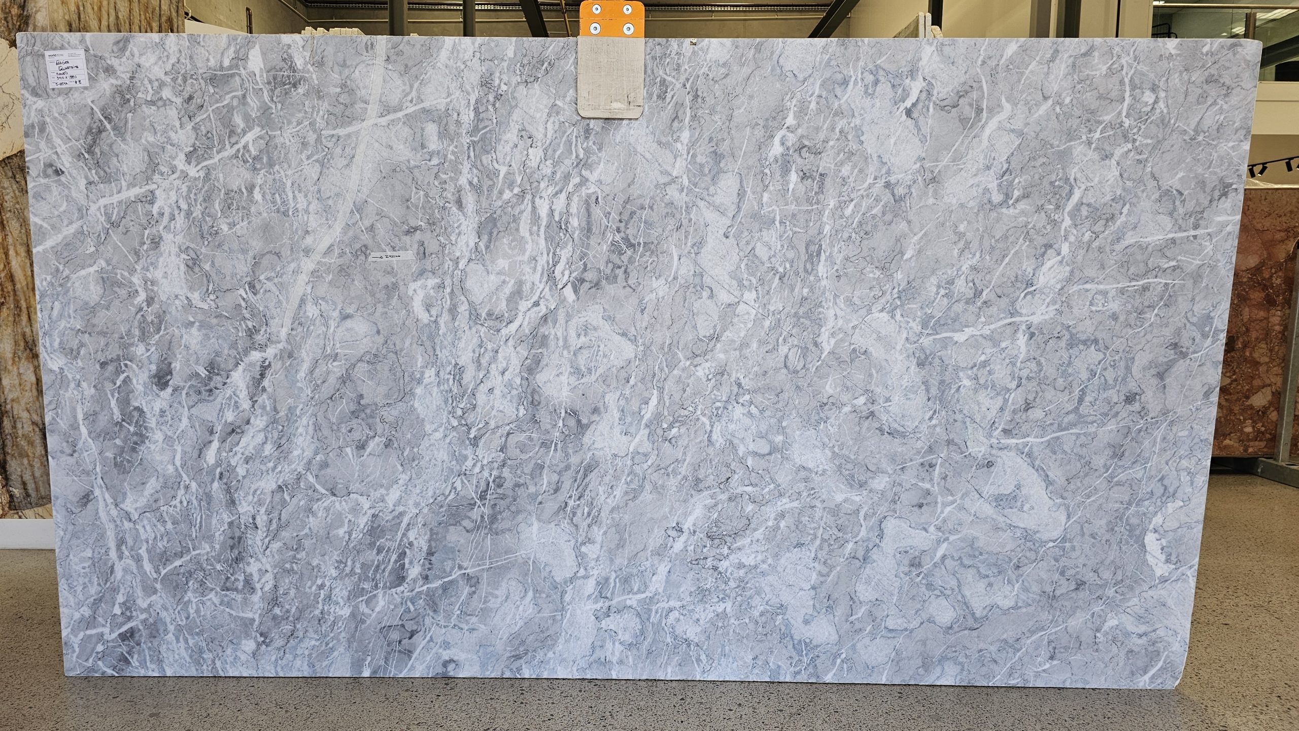 Worldstone Glacier Quartzite Batch 5-054A Slab #8 (Measurements)